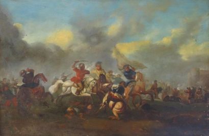 Ecole flamande XVIII°
Scène de bataille.
huile...
