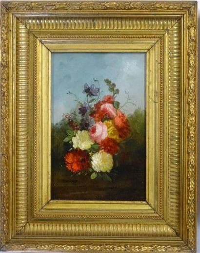 Ecole Française XIXe - 
Paire de bouquets
Huiles...