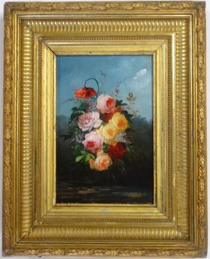Ecole Française XIXe - 
Paire de bouquets
Huiles...