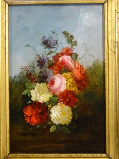 Ecole Française XIXe - 
Paire de bouquets
Huiles...