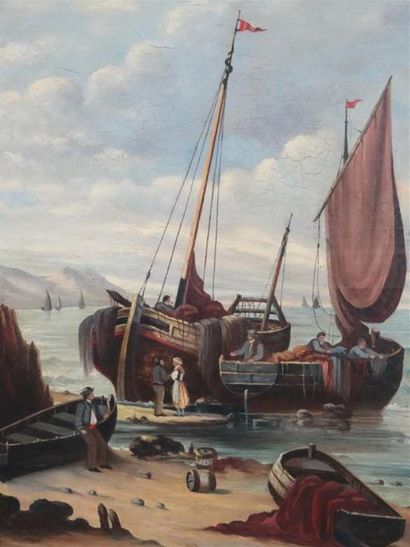 Ecole française fin XIX°
Le départ du marin.
huile...