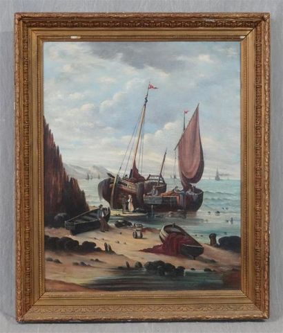 Ecole française fin XIX°
Le départ du marin.
huile...