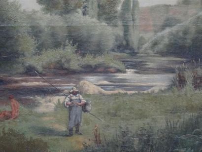 Ecole française fin XIXe : Les pêcheurs,...