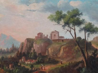 Ecole italienne début XIX° siècle 
Paysage...