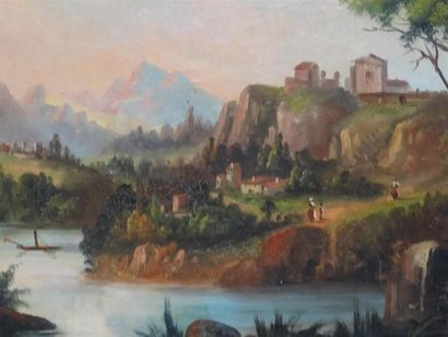 Ecole italienne début XIX° siècle 
Paysage...