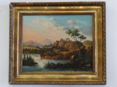 Ecole italienne début XIX° siècle 
Paysage...