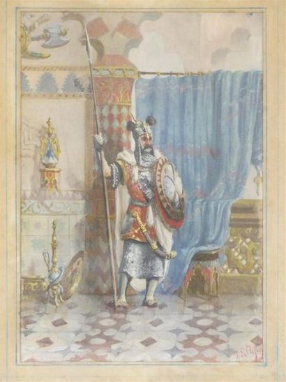 Ecole orientale fin XIX°
Soldat ottoman.
Aquarelle...