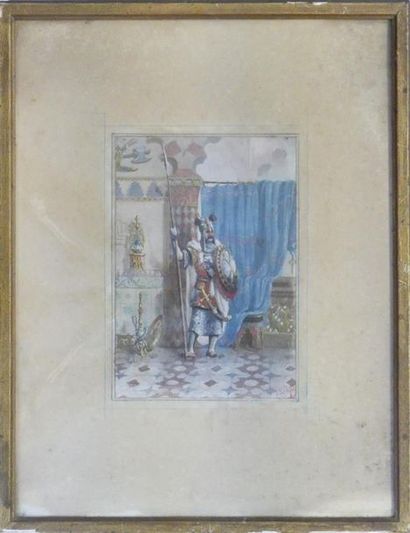 Ecole orientale fin XIX°
Soldat ottoman.
Aquarelle...