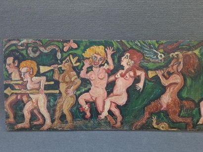 KOSTINE Fresque de femmes nues sur panneau...