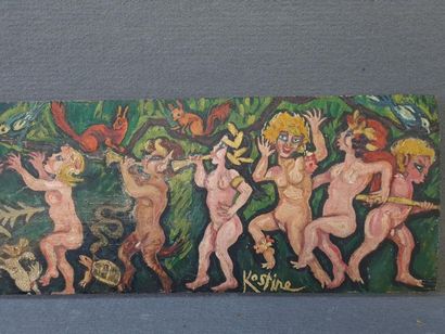 KOSTINE Fresque de femmes nues sur panneau...
