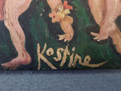 KOSTINE Fresque de femmes nues sur panneau...