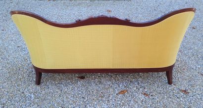 Three-seat mahogany sofa, yellow fabric.
Napoleon...