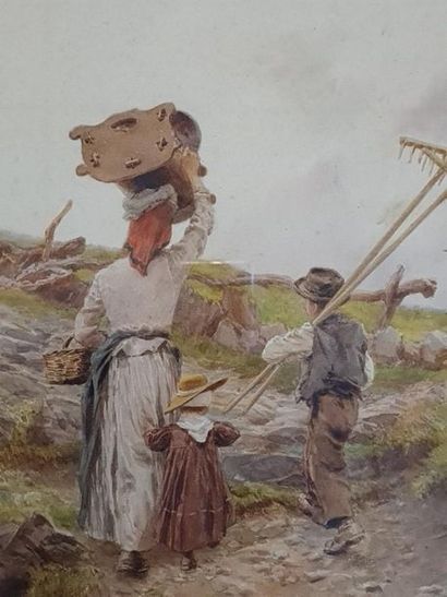 Pierre COMBA (1859-1934)
Retour des champs
Aquarelle...