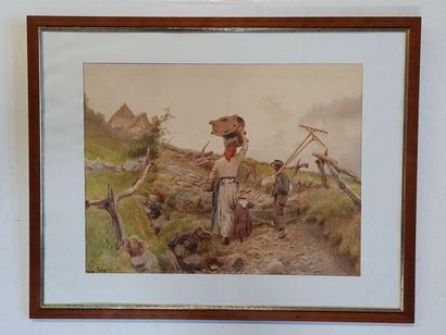 Pierre COMBA (1859-1934)
Retour des champs
Aquarelle...