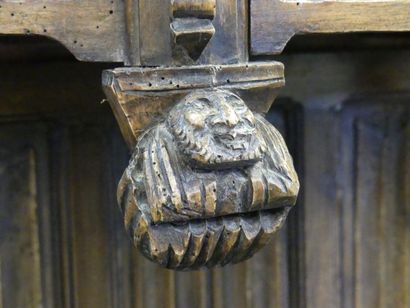 Medieval style credenza in carved wood of...