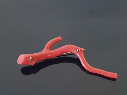 Coral branch mounted on a brooch, gold rod...
