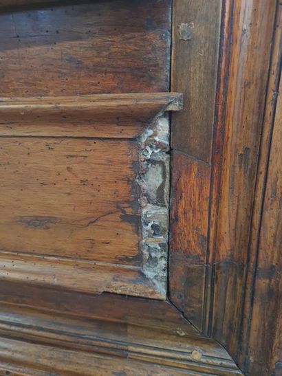 Belle armoire en noyer moulé, portes parquetées,...