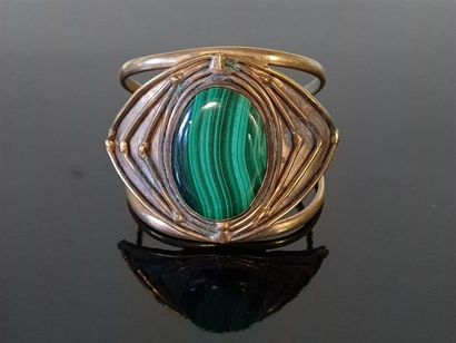 Brass cuff bracelet and important malach...