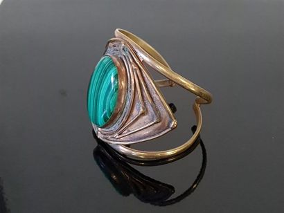 Brass cuff bracelet and important malach...