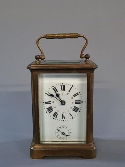Travel alarm clock with canvas box. Watchmaker...