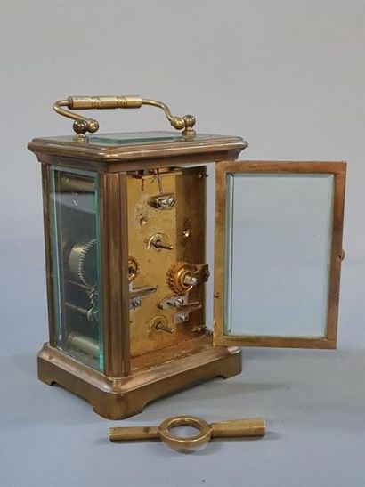 Travel alarm clock with canvas box. Watchmaker...
