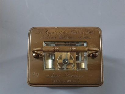 Travel alarm clock with canvas box. Watchmaker...