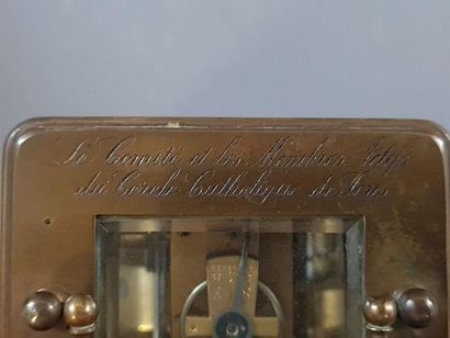 Travel alarm clock with canvas box. Watchmaker...