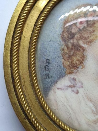 Miniature sur ivoire fin XIX° : Portrait...