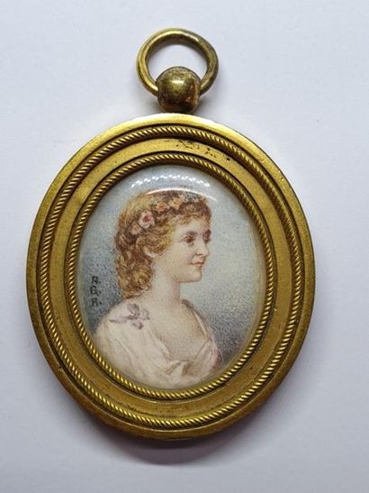 Miniature sur ivoire fin XIX° : Portrait...