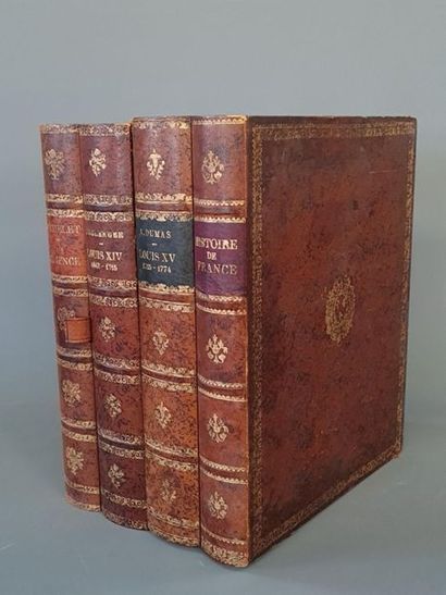 Leather-wrapped book case with trompe l'oeil...