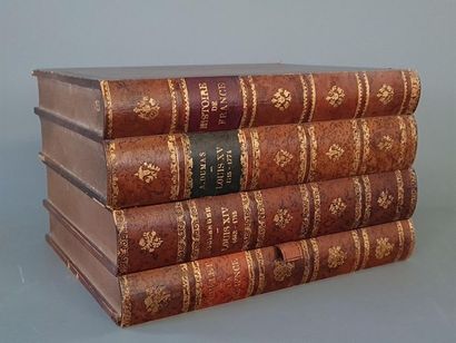 Leather-wrapped book case with trompe l'oeil...