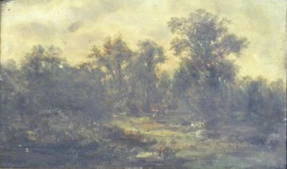 Ecole Française XIX°:
Paysage animé.
huile...