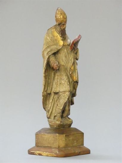 Saint Evêque tenant un livre, sculpture en...