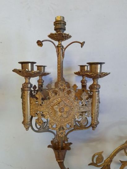 Pair of five-light brass wall lights. 
60...