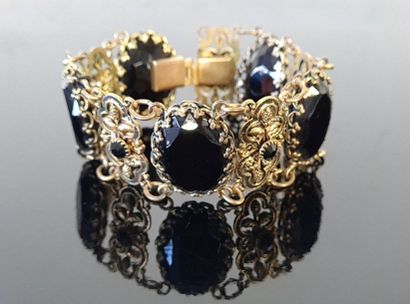 Cuff bracelet, fancy, in pomponne and faceted...
