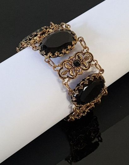 Cuff bracelet, fancy, in pomponne and faceted...