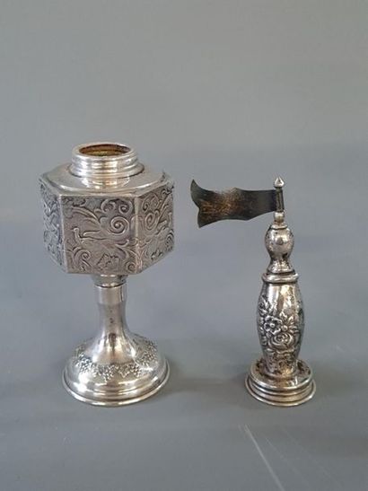 JUDAICA: Coffret à épices et verre à vin...