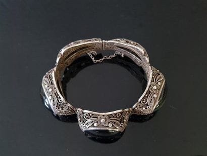 Jointed bracelet in silver and filigree silver...