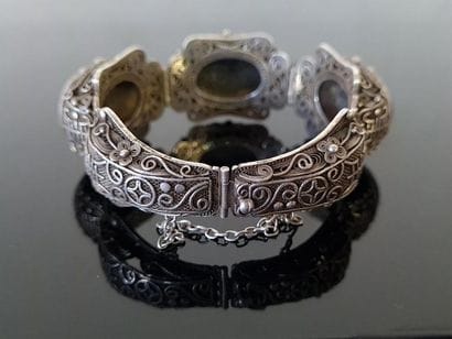 Jointed bracelet in silver and filigree silver...