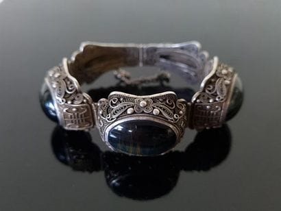 Jointed bracelet in silver and filigree silver...