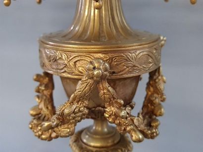 Paire de candélabres en bronze doré à sept...