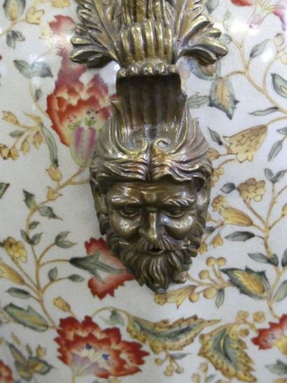 Large earthenware vase with flower decoration,...