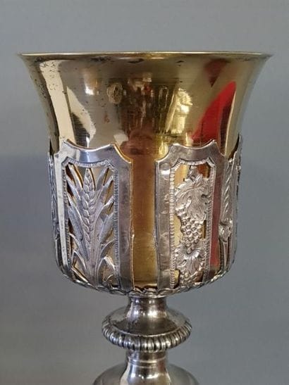 Calice en argent et vermeil, et patène en...