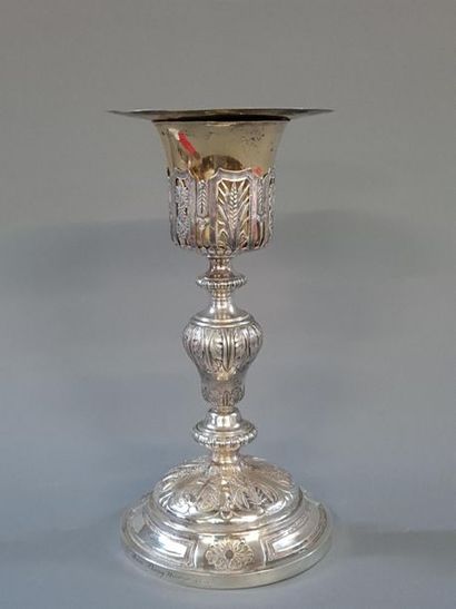Calice en argent et vermeil, et patène en...