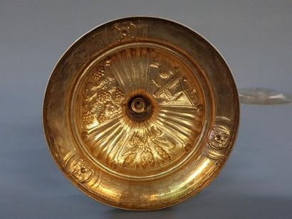 Calice et sa patène en vermeil. Décor en...