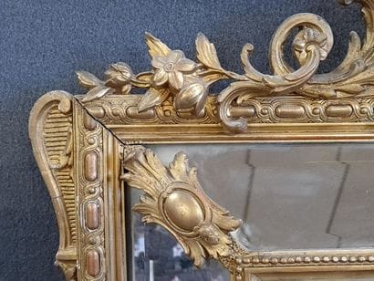 Mirror with wooden and gilded stucco glass...