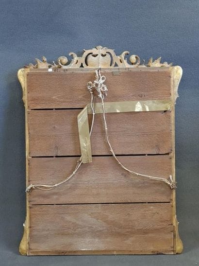 Mirror with wooden and gilded stucco glass...