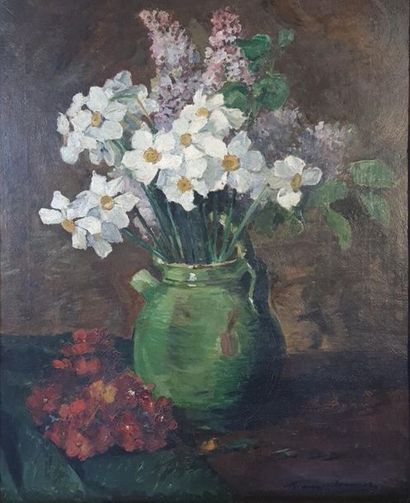 Marie KREMER ( XX°)
Bouquet de narcisses.
huile...