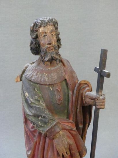 Saint Philippe: Statuette en bois sculpté...