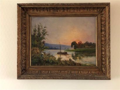 Paul MARECHAL XIXe
Péniche sur la Seine
Huile...